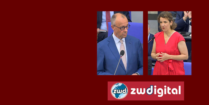 Kanzlerbefragung: Friedrich Merz und Dr. Lina Seitzl (links)