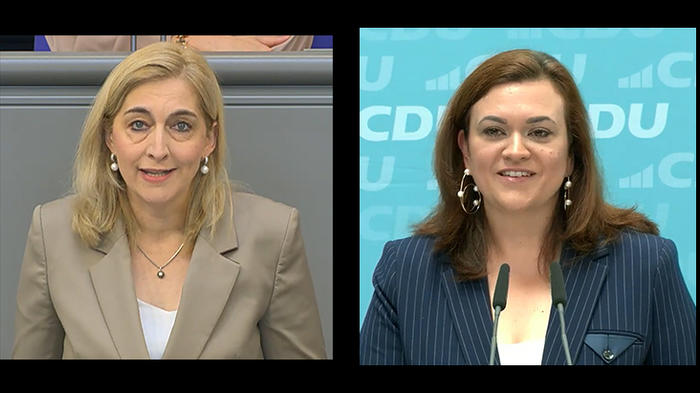 Kanzleramtsministertin  Nina Warken (10.07.26, Bundestag, Livestream), CDU-Generalsekret&auml;rin Franziska Hoppermann (27.07.2026 (Livestream CDU)