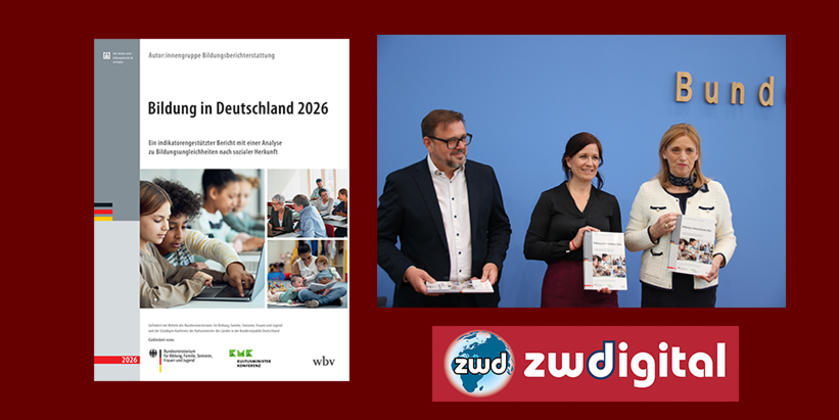Der 11. Nationale Bildungsbericht wurde gemeinsam von Kai Maaz (DIPF) und Bundesministerin Karin Prien sowie der Berliner Senatorin Katharina G&uuml;nther-W&uuml;nsch vorgestellt