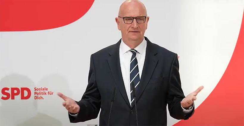 Bild: SPD-Livestreamnach der gewonnenen Landtagswahl